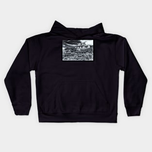 Creignish Stone Cottage in Black & White Kids Hoodie